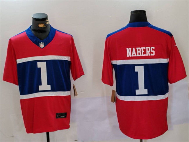 Men's New York Giants #1 Malik Nabers Red 2024 F.U.S.E. Vapor Untouchable Limited Stitched Jersey